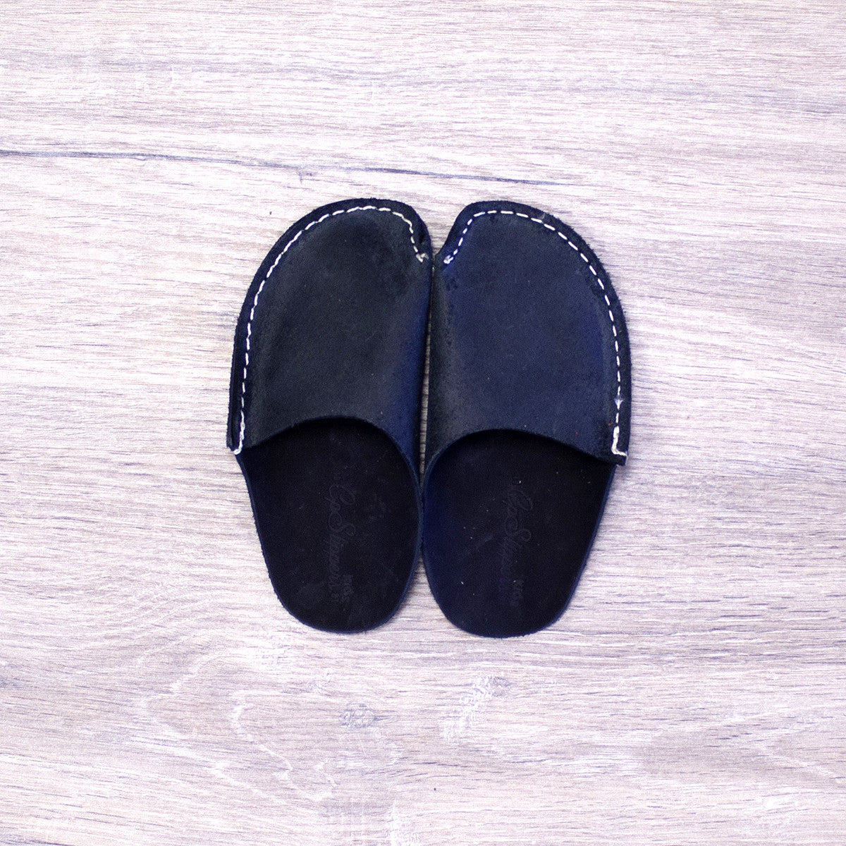 Black Leather Kids Slipper - CP Slippers