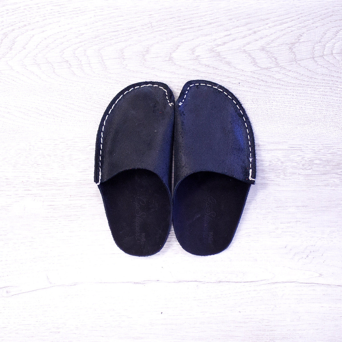 Black Leather Kids Slipper - CP Slippers