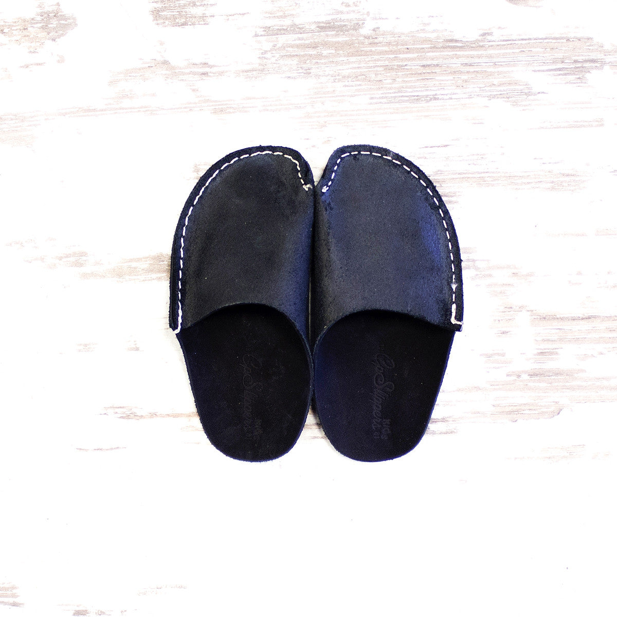 Black Leather Kids Slipper - CP Slippers