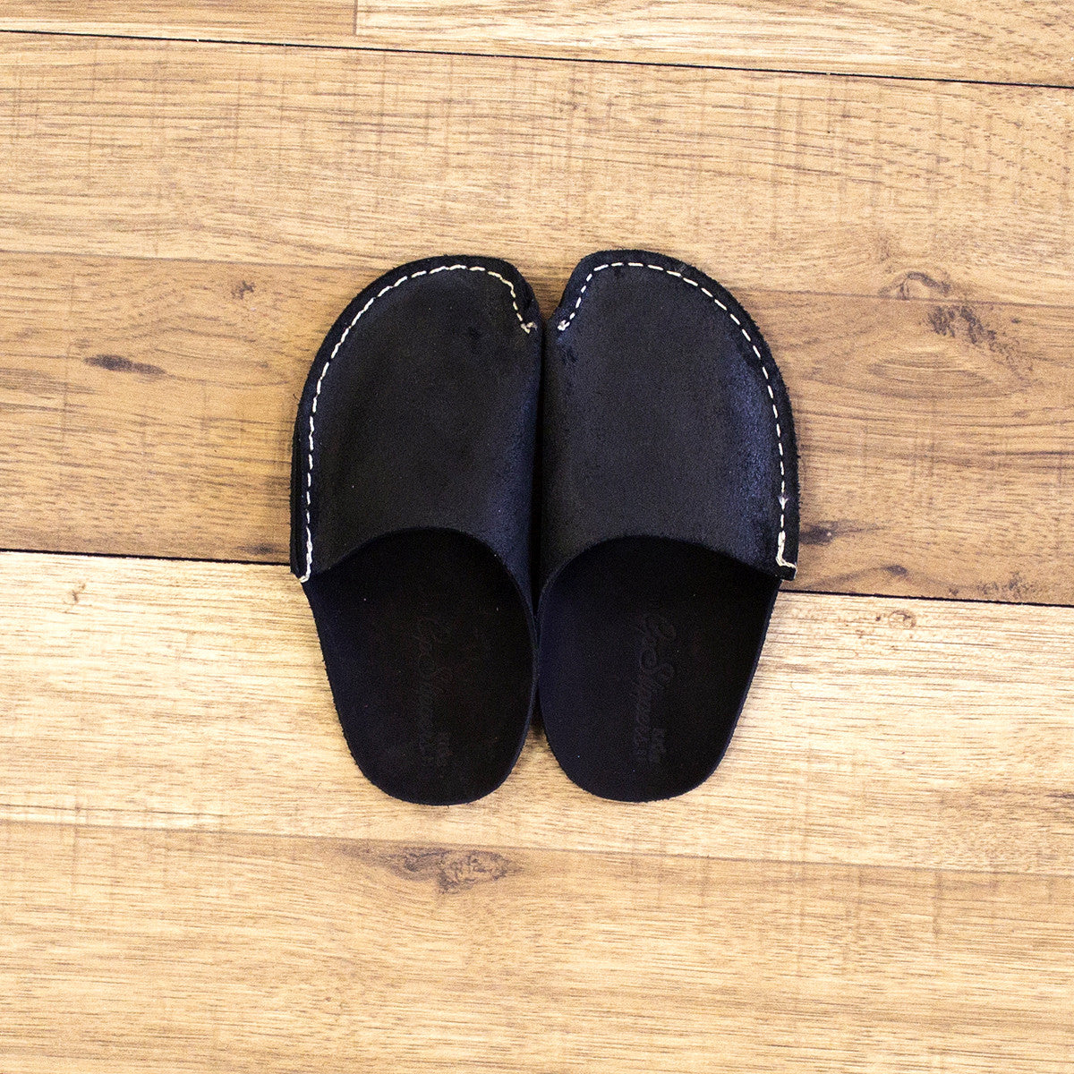 Black Leather Kids Slipper - CP Slippers