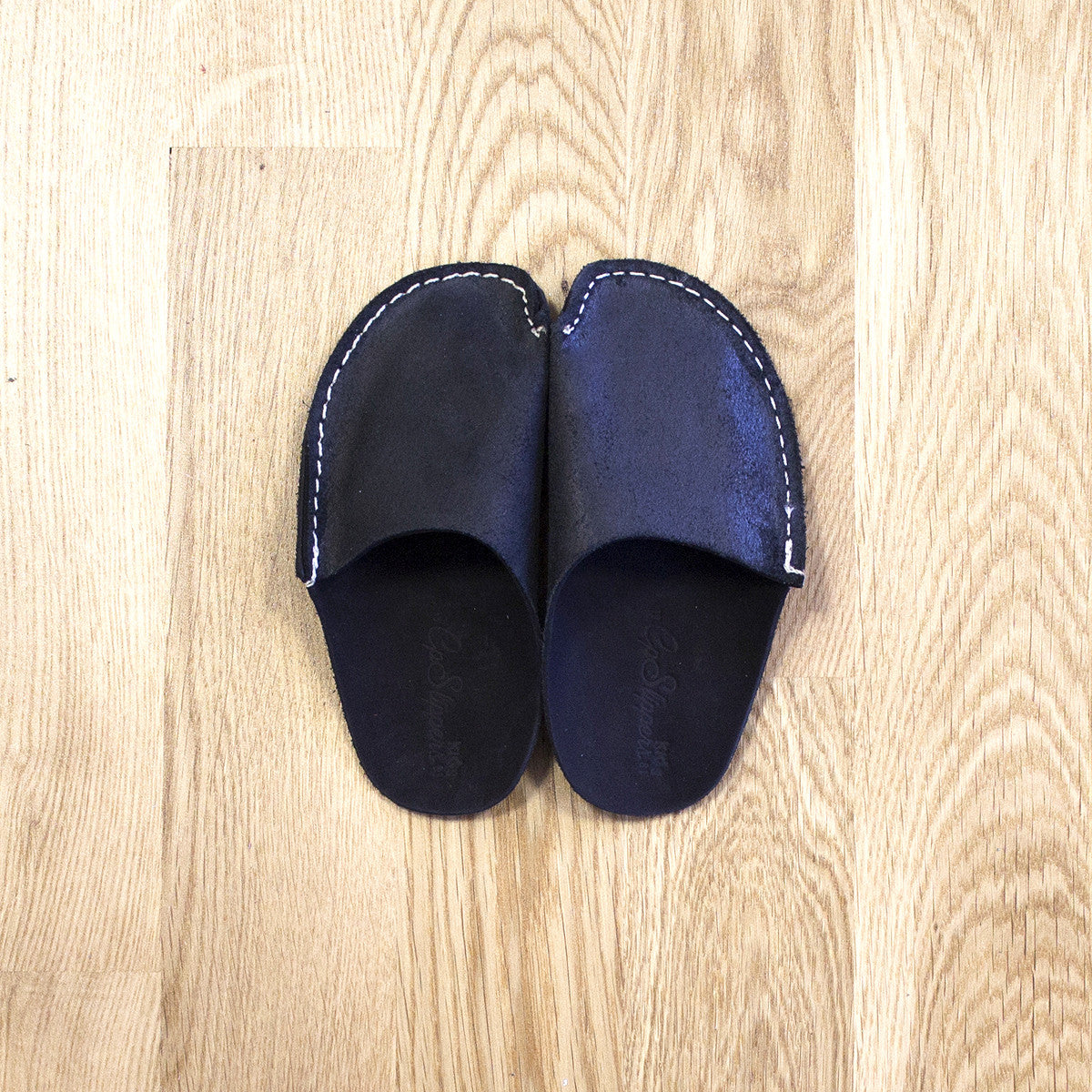 Black Leather Kids Slipper - CP Slippers