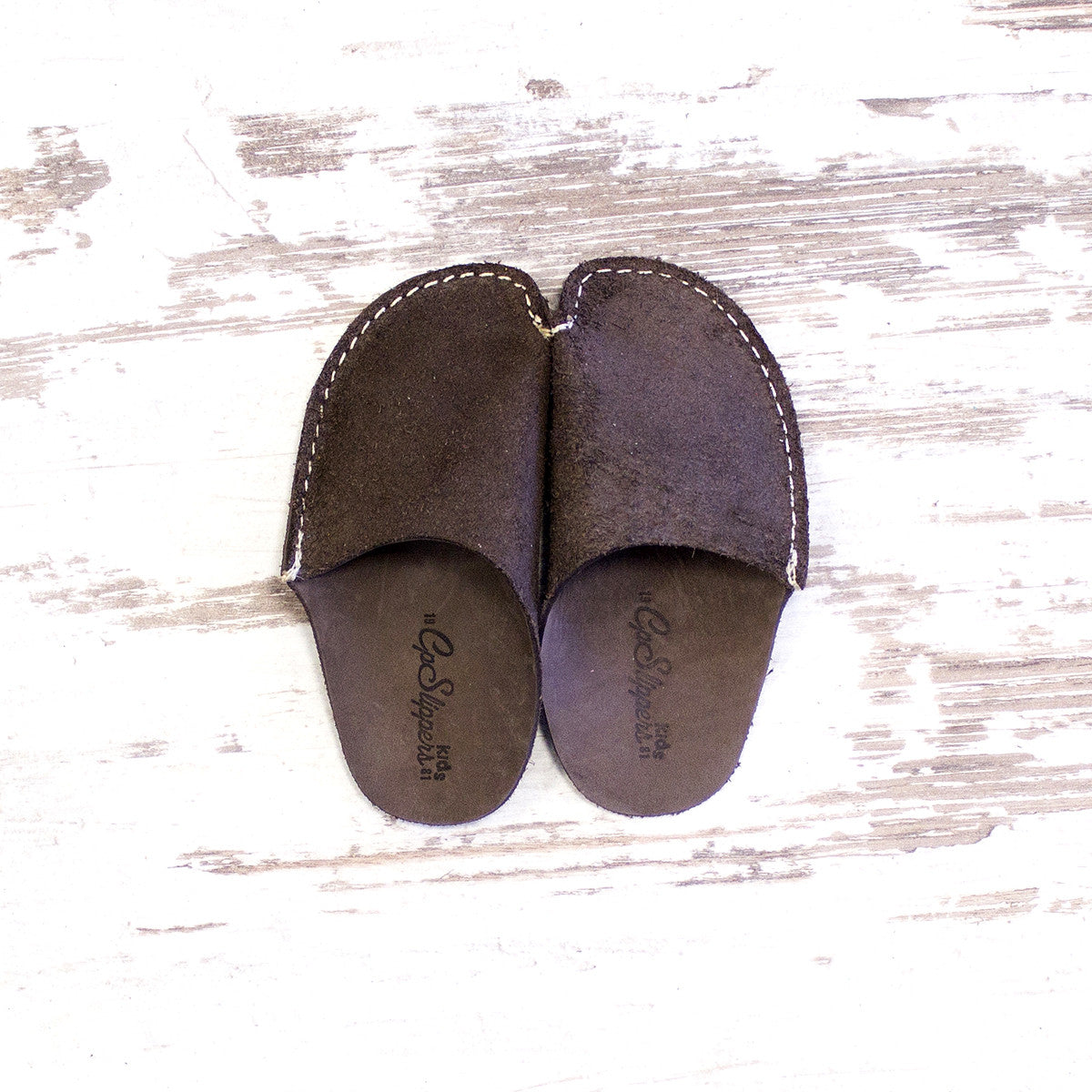 Brown Leather Kids Slipper - CP Slippers