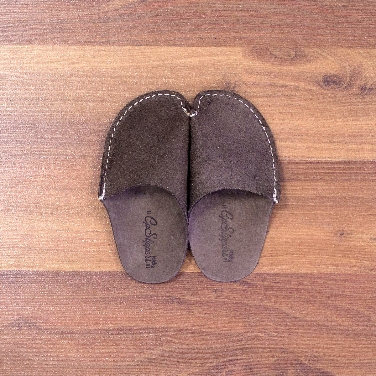 Brown Leather Kids Slipper - CP Slippers