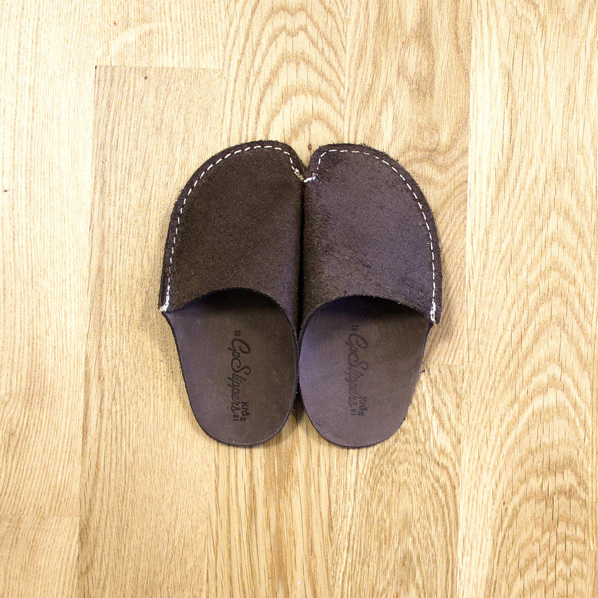 Brown Leather Kids Slipper - CP Slippers