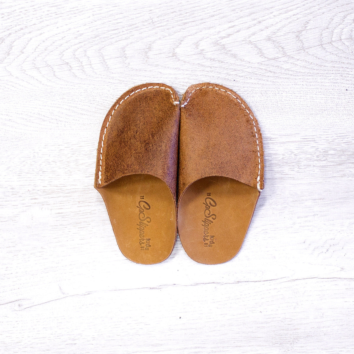 Tan Leather Kids Slipper - CP Slippers