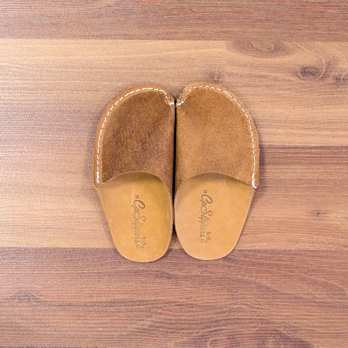 Tan Leather Kids Slipper - CP Slippers