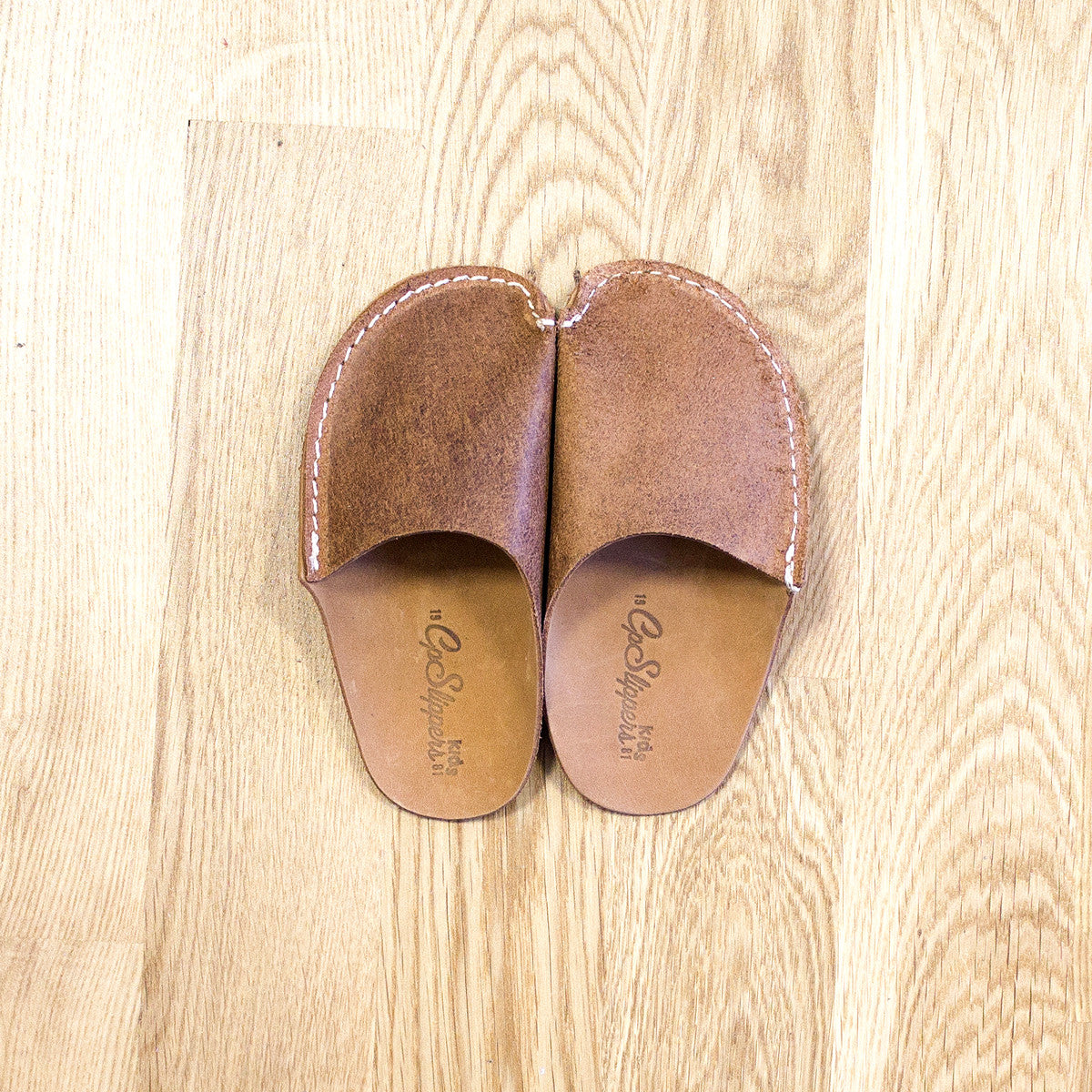 Tan Leather Kids Slipper - CP Slippers