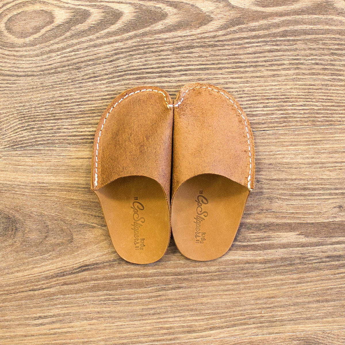 Tan Leather Kids Slipper - CP Slippers