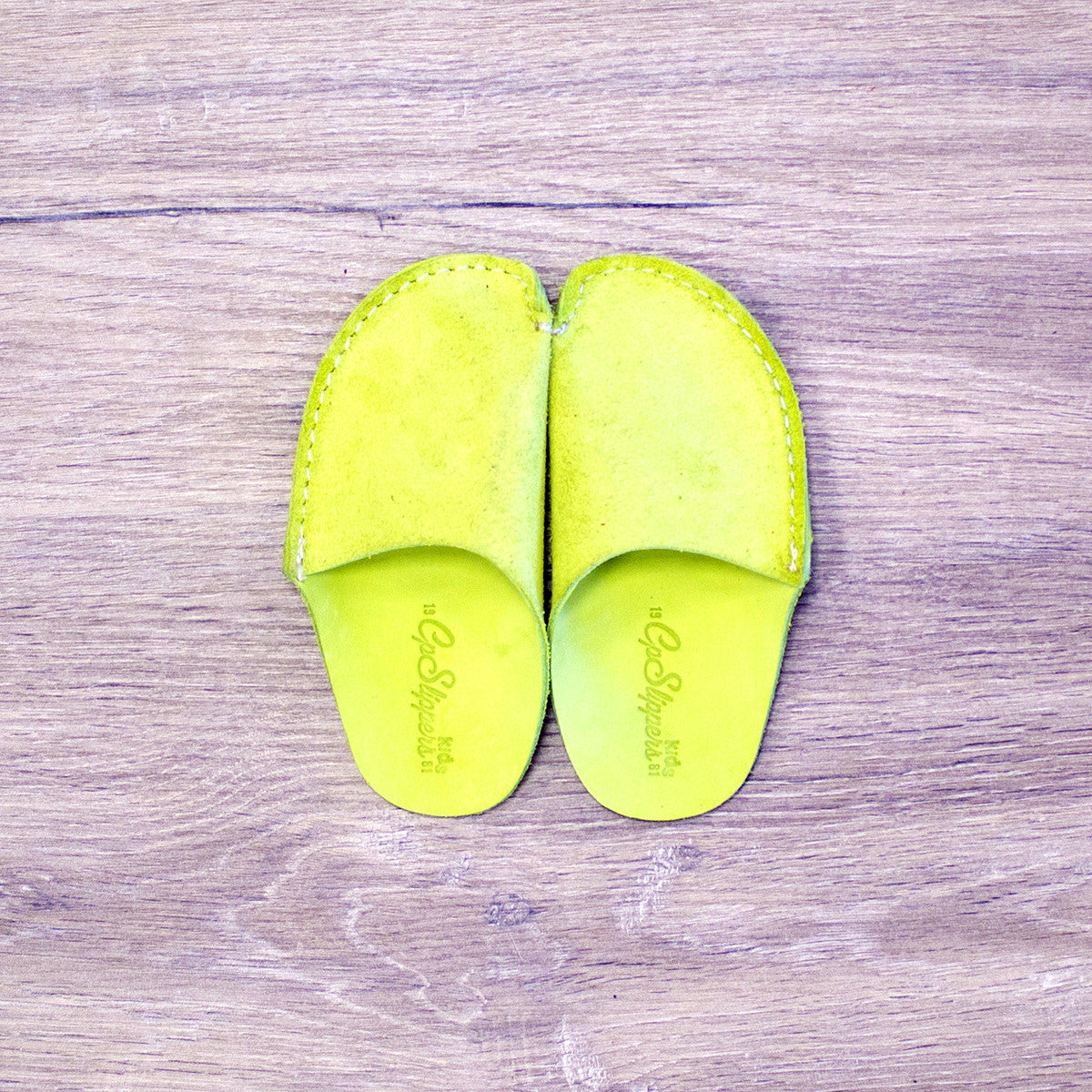 Green Leather Kids Slipper - CP Slippers