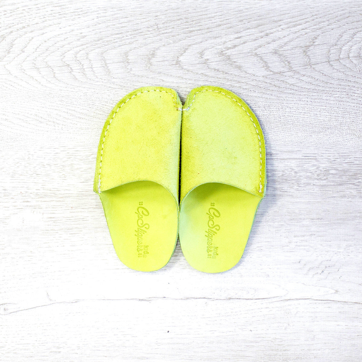 Green Leather Kids Slipper - CP Slippers