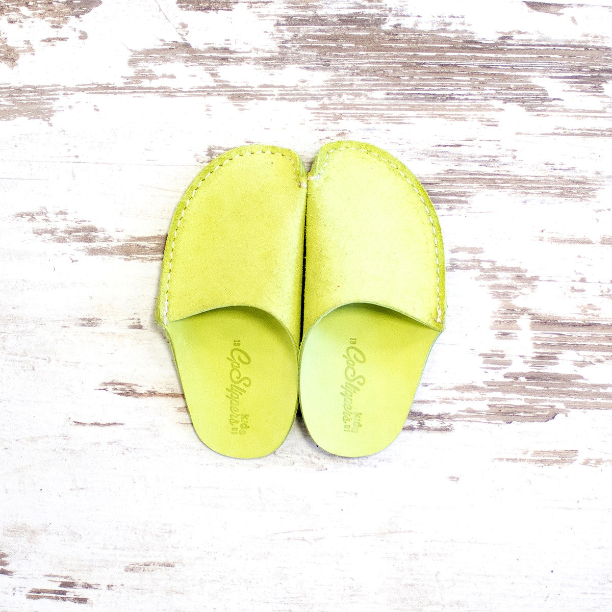 Green Leather Kids Slipper - CP Slippers