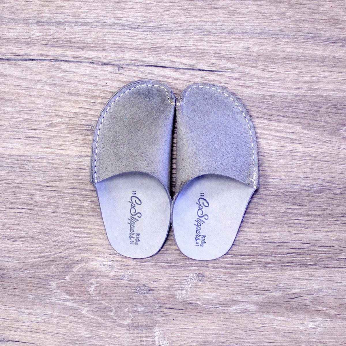 Gray Leather Kids Slipper - CP Slippers