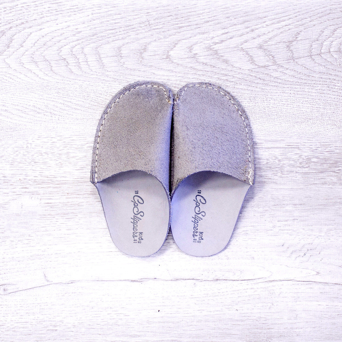 Gray Leather Kids Slipper - CP Slippers