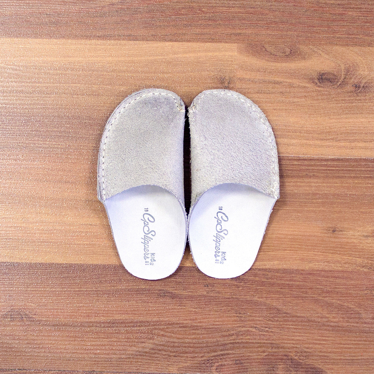 Gray Leather Kids Slipper - CP Slippers