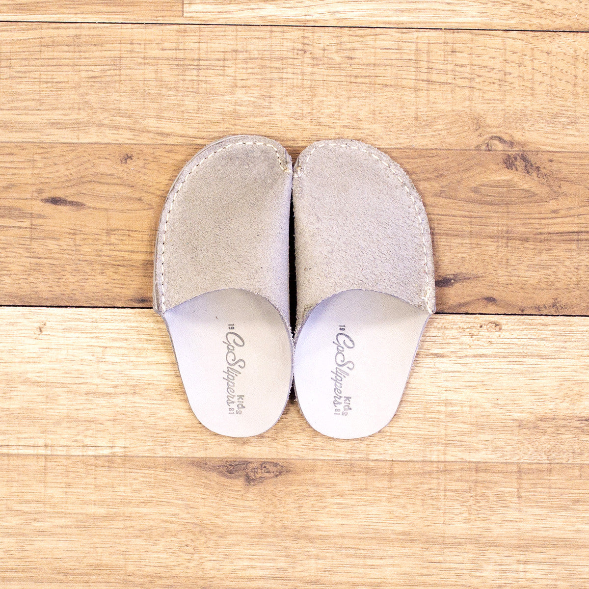 Gray Leather Kids Slipper - CP Slippers