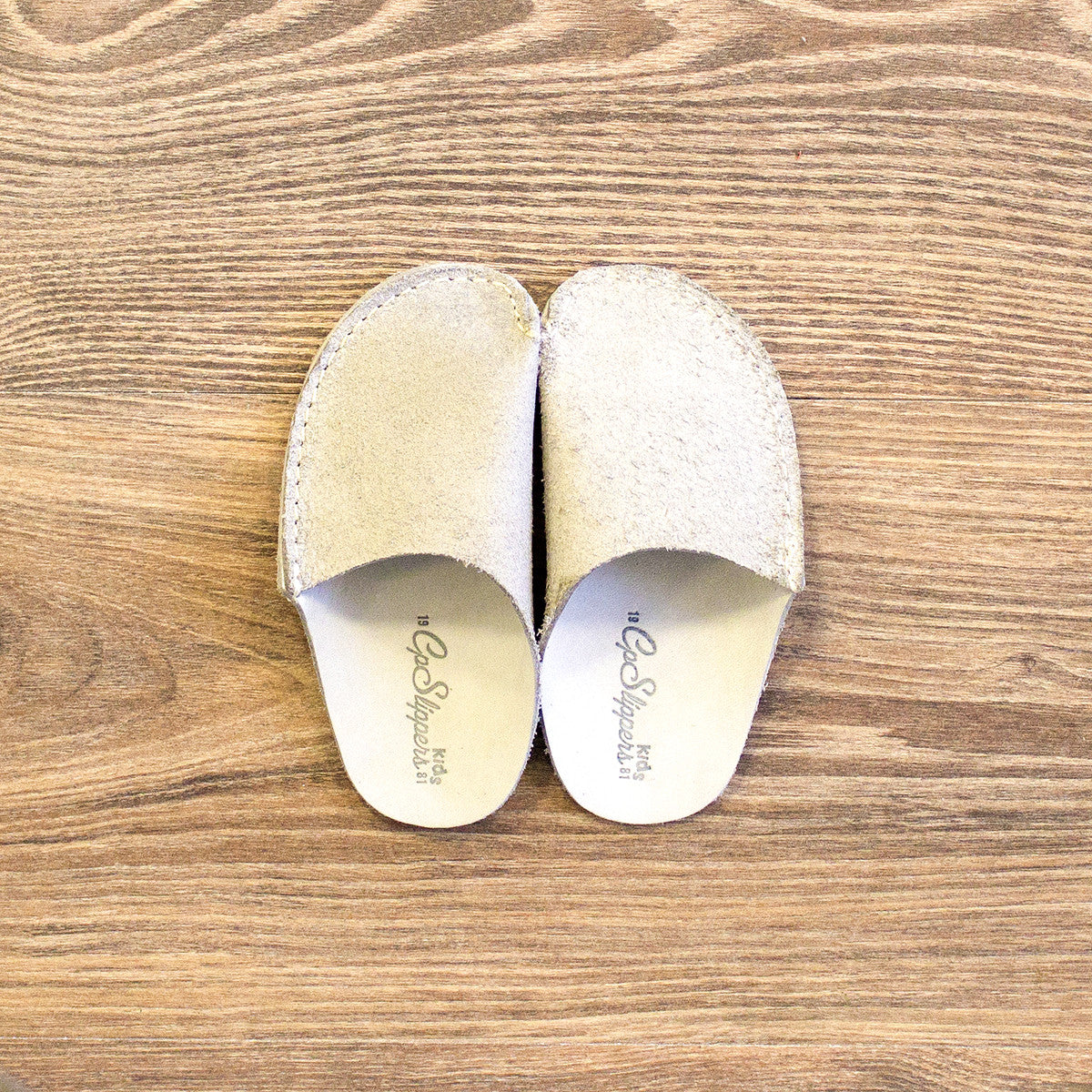 Gray Leather Kids Slipper - CP Slippers