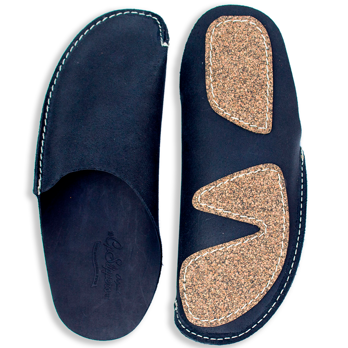 Black leather home shoes CP Slippers for men and women