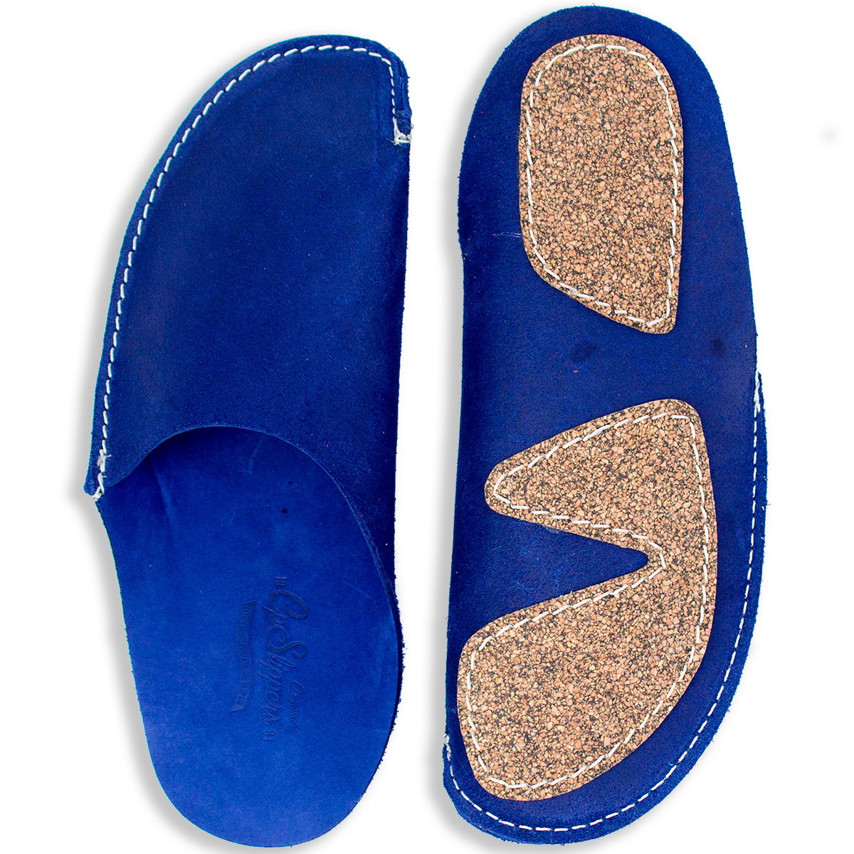 Blue leather CP Slippers luxe for men and women