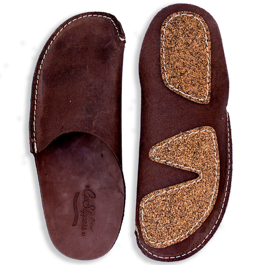 Brown vegetable tanned leather CP Slippers  home shoes for stay at home
