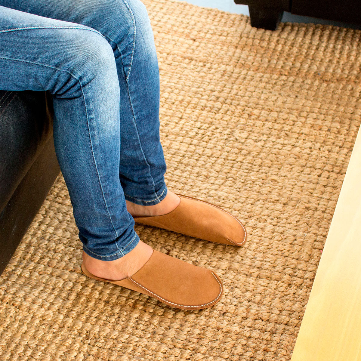 CP Slippers tan leather color