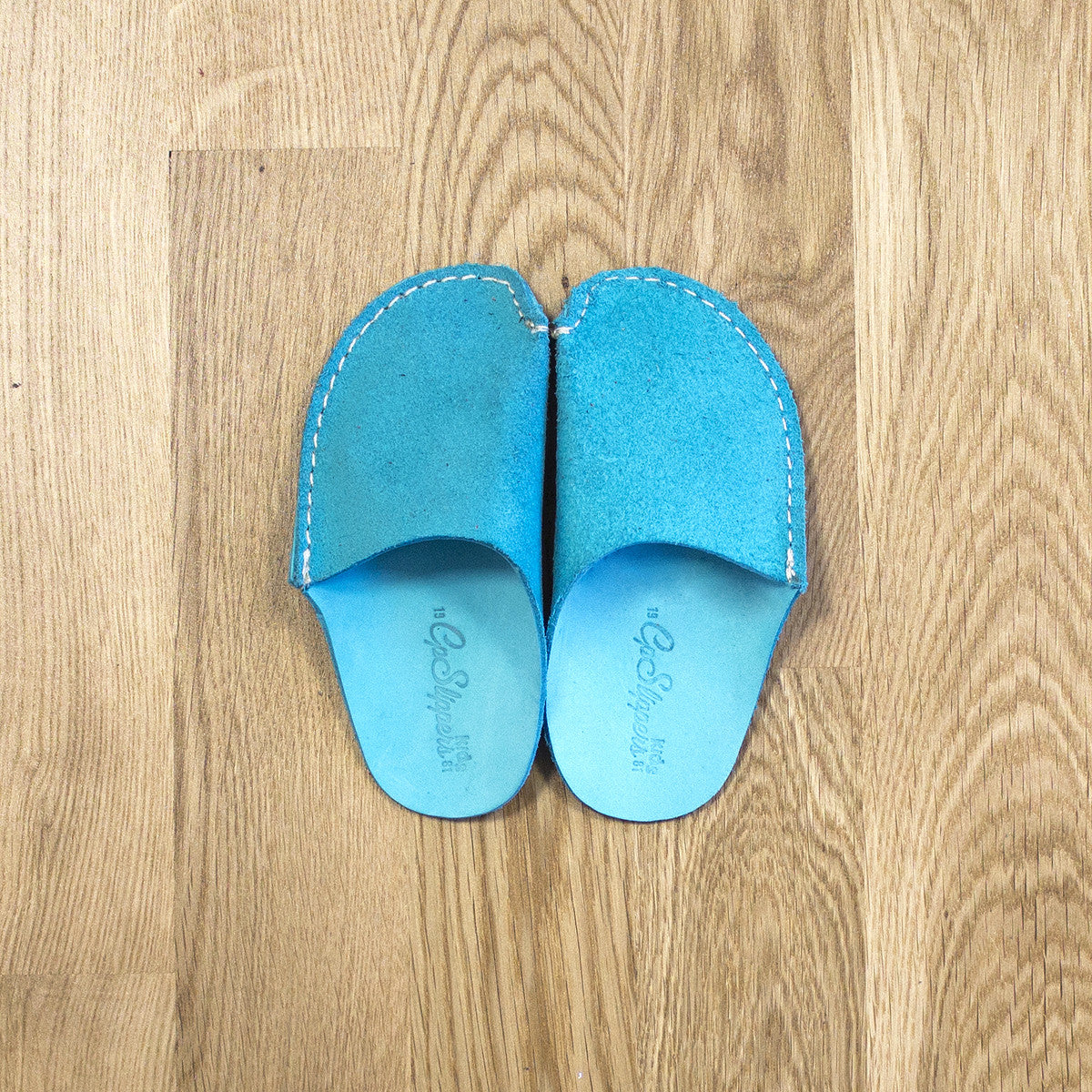 Turquoise Leather Kids Slipper - CP Slippers