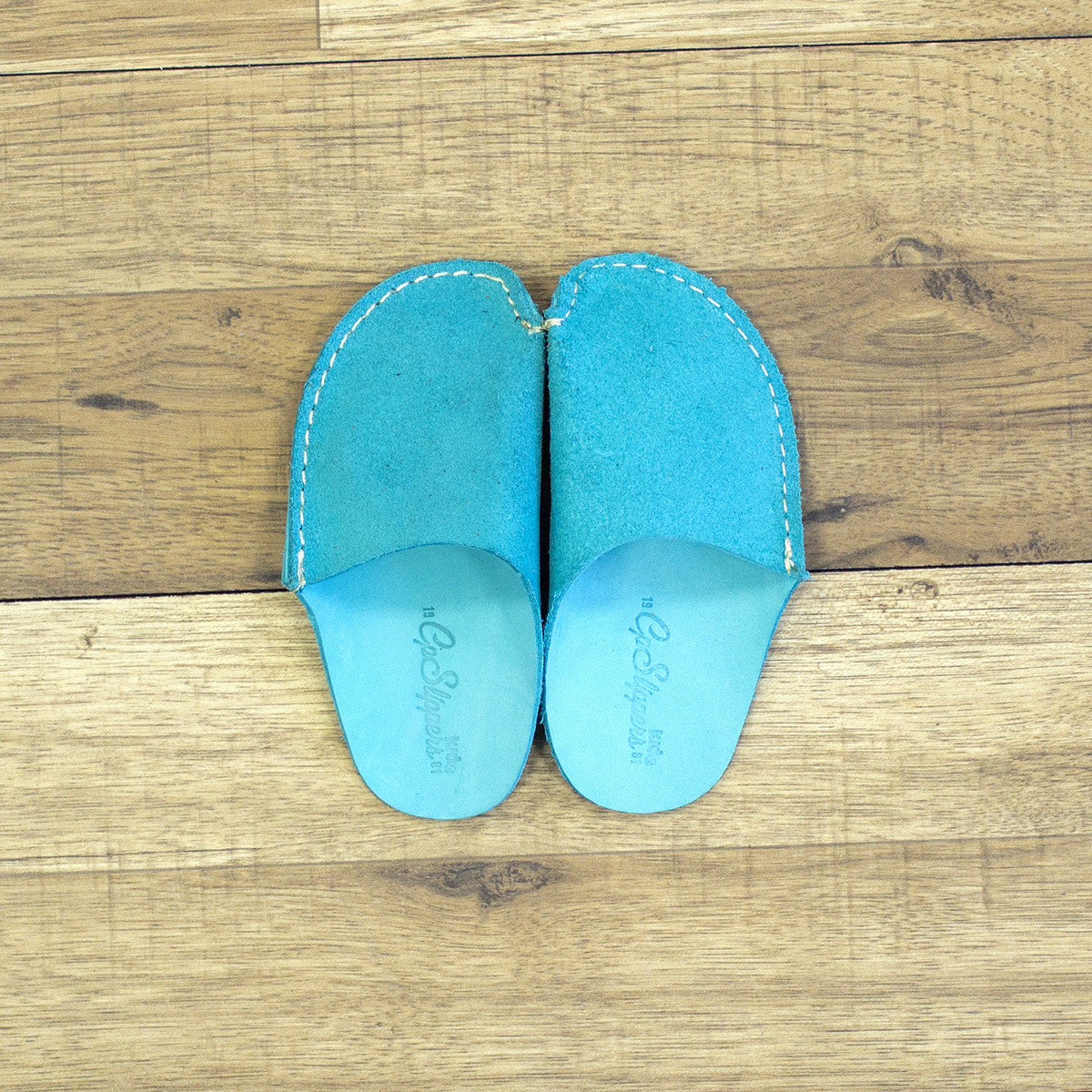 Turquoise Leather Kids Slipper - CP Slippers