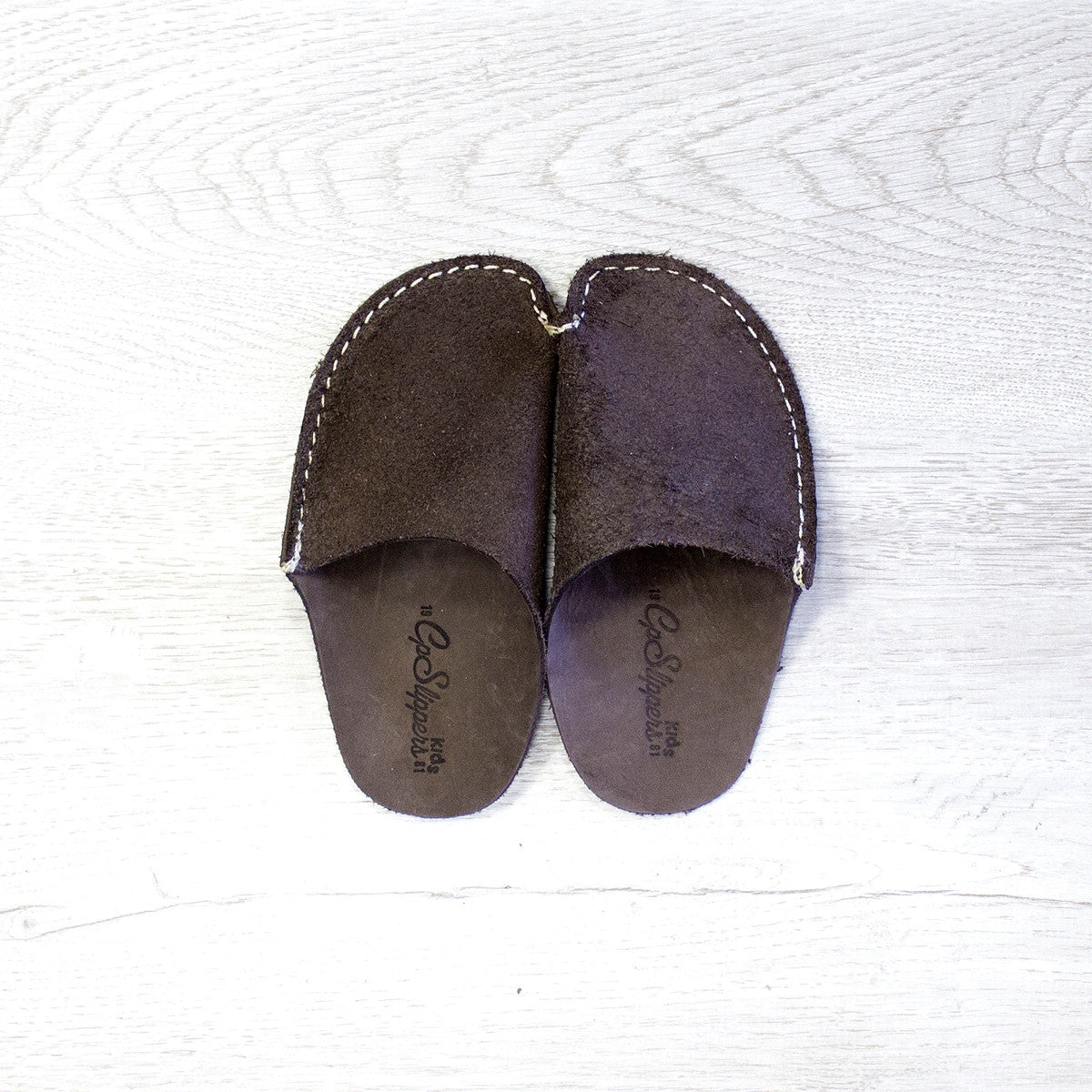 Brown Leather Kids Slipper - CP Slippers