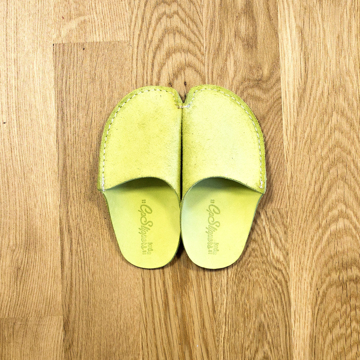 Green Leather Kids Slipper - CP Slippers