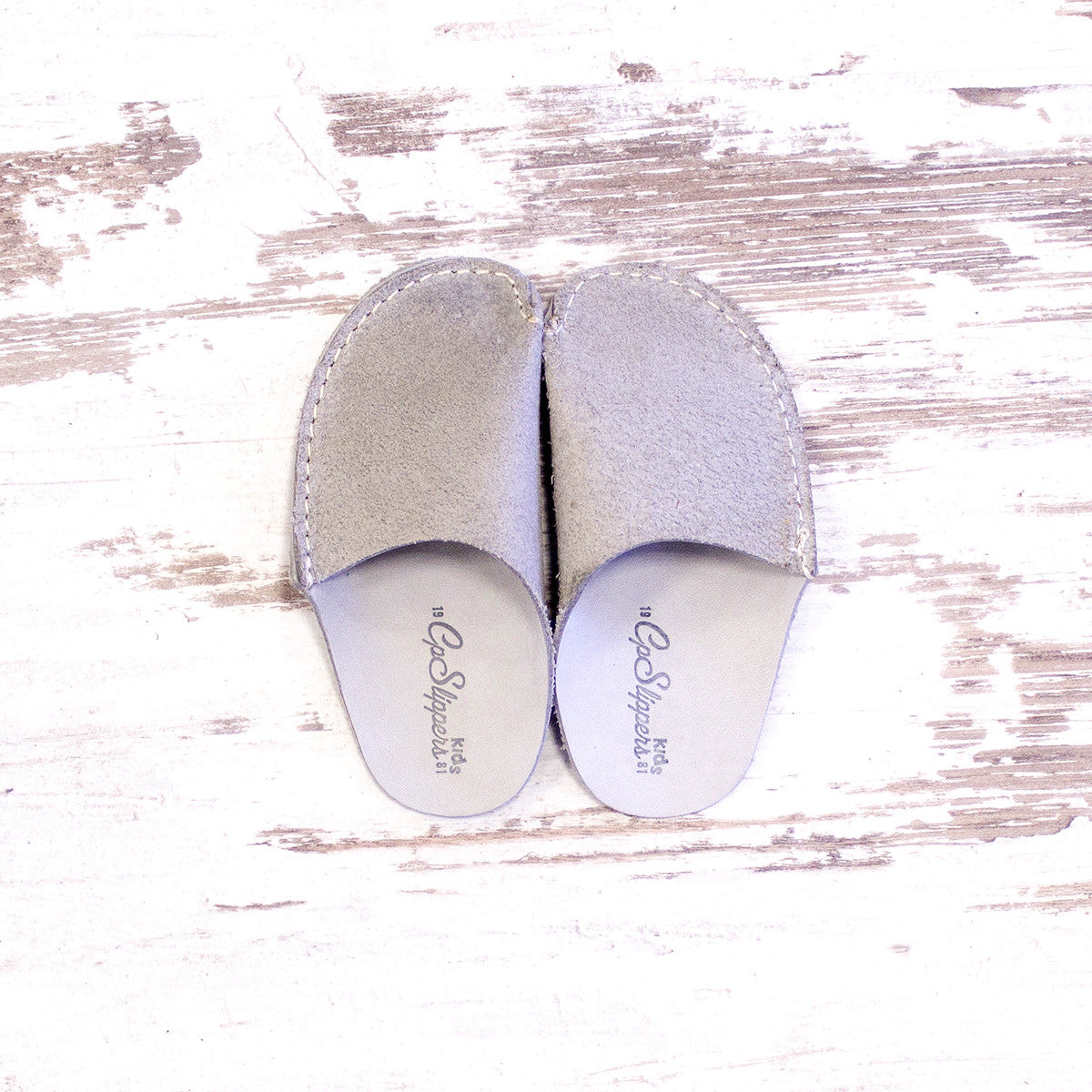 Gray Leather Kids Slipper - CP Slippers