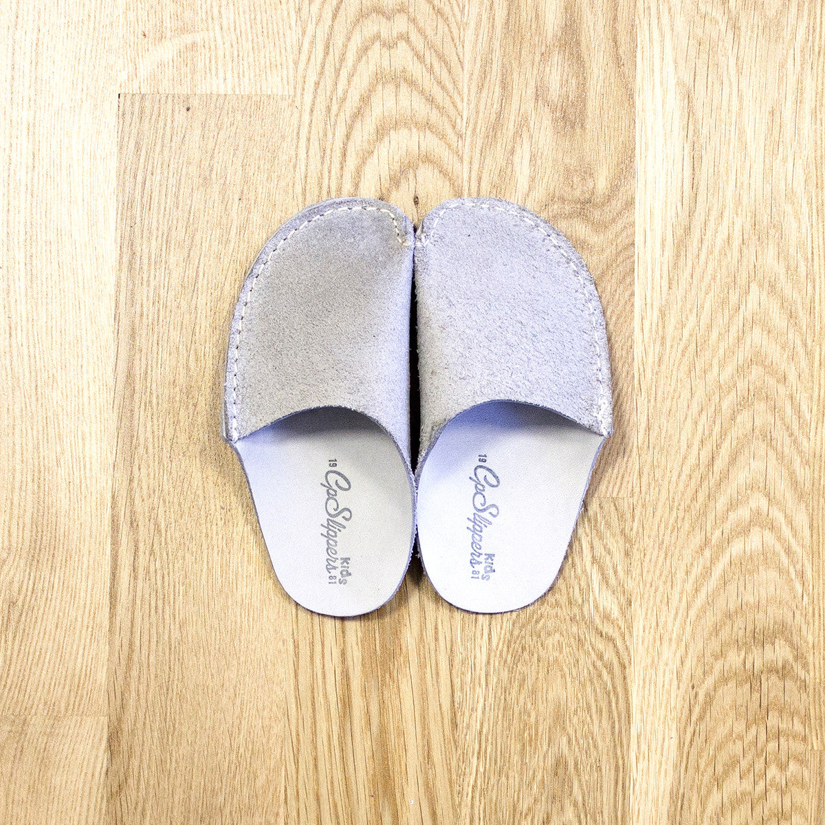 Gray Leather Kids Slipper - CP Slippers