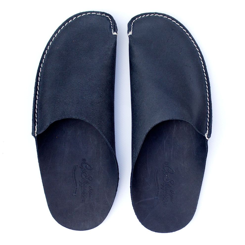 Black Leather Slippers Men and Women by CP Slippers Minimalist