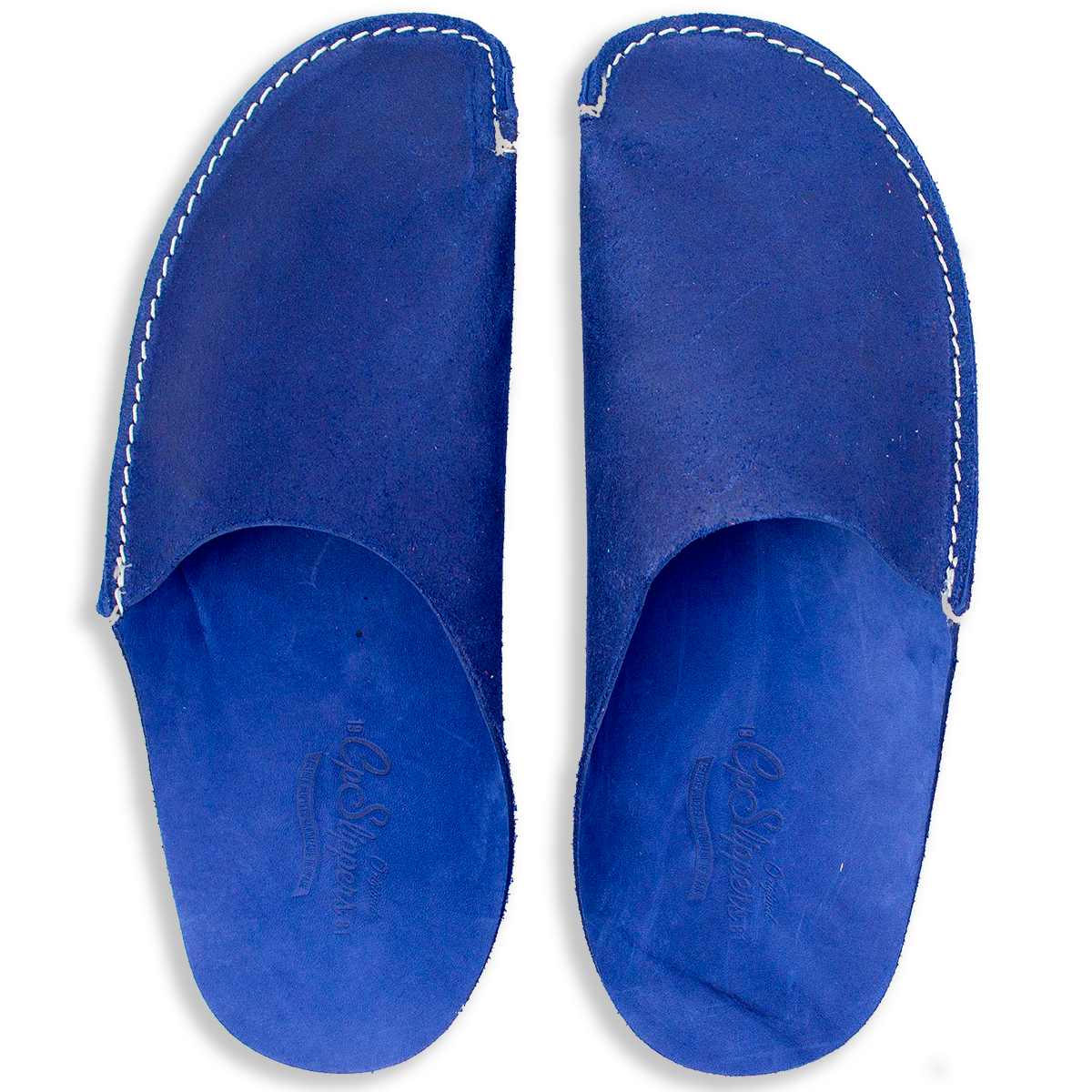 Blue leather slippers home shoes