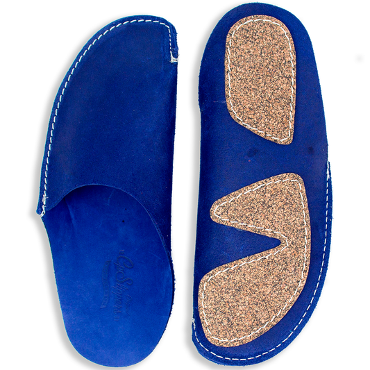 Blue leather CP Slippers luxe for men and women