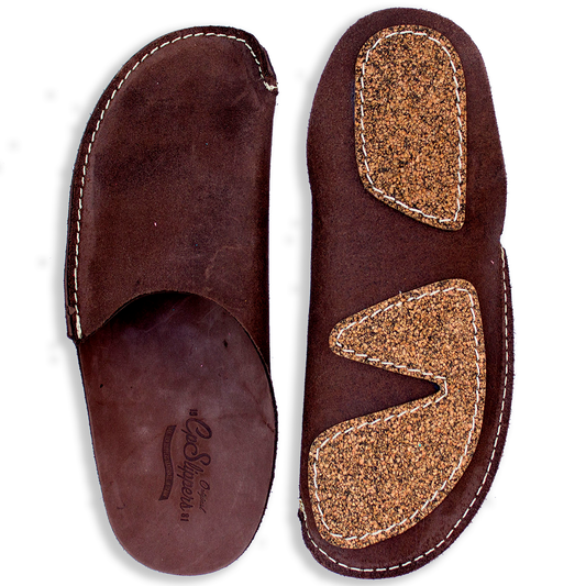 Brown vegetable tanned leather CP Slippers  home shoes for stay at home 