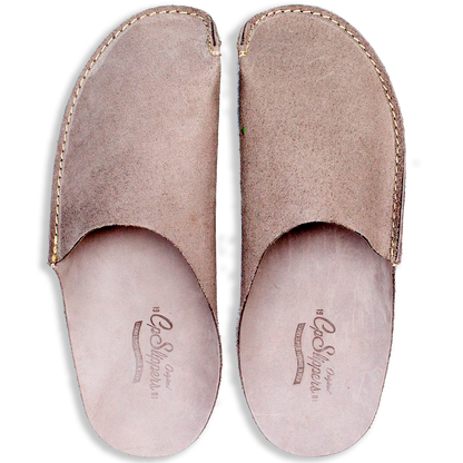 Gray leather slippers home shoes