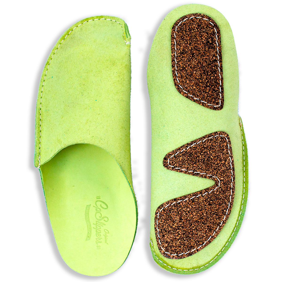 Green leather CP Slippers home shoes for men and women to stay at home anti-slip