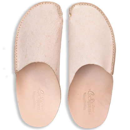 Natural Veg-tan leather slippers home shoes