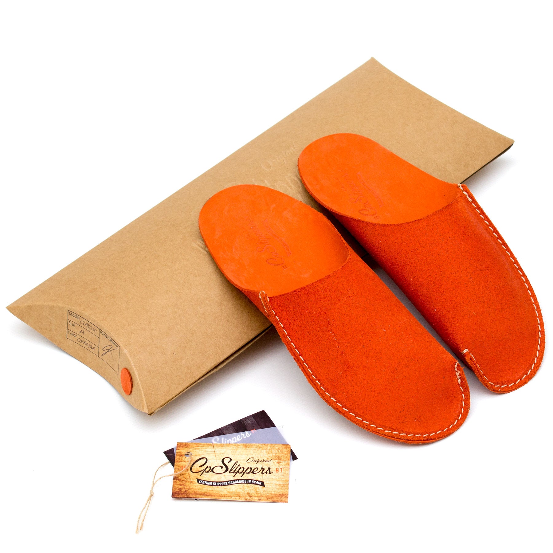 Orange Leather Slipper for men and women by CP Slippers Minimalist