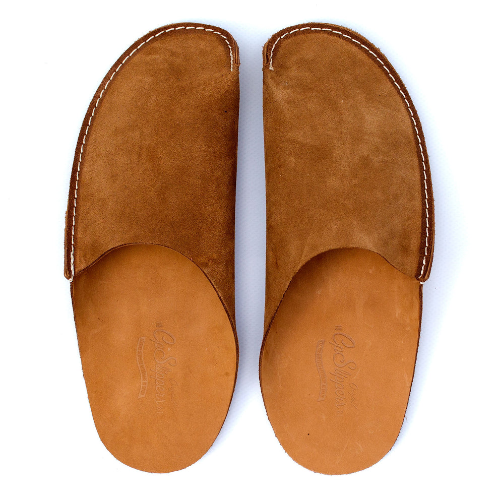 Minimalist Tan Leather Slippers for men and women by CP Slippers