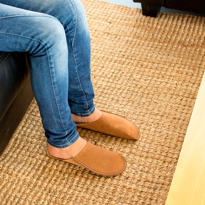 CP Slippers tan leather color 