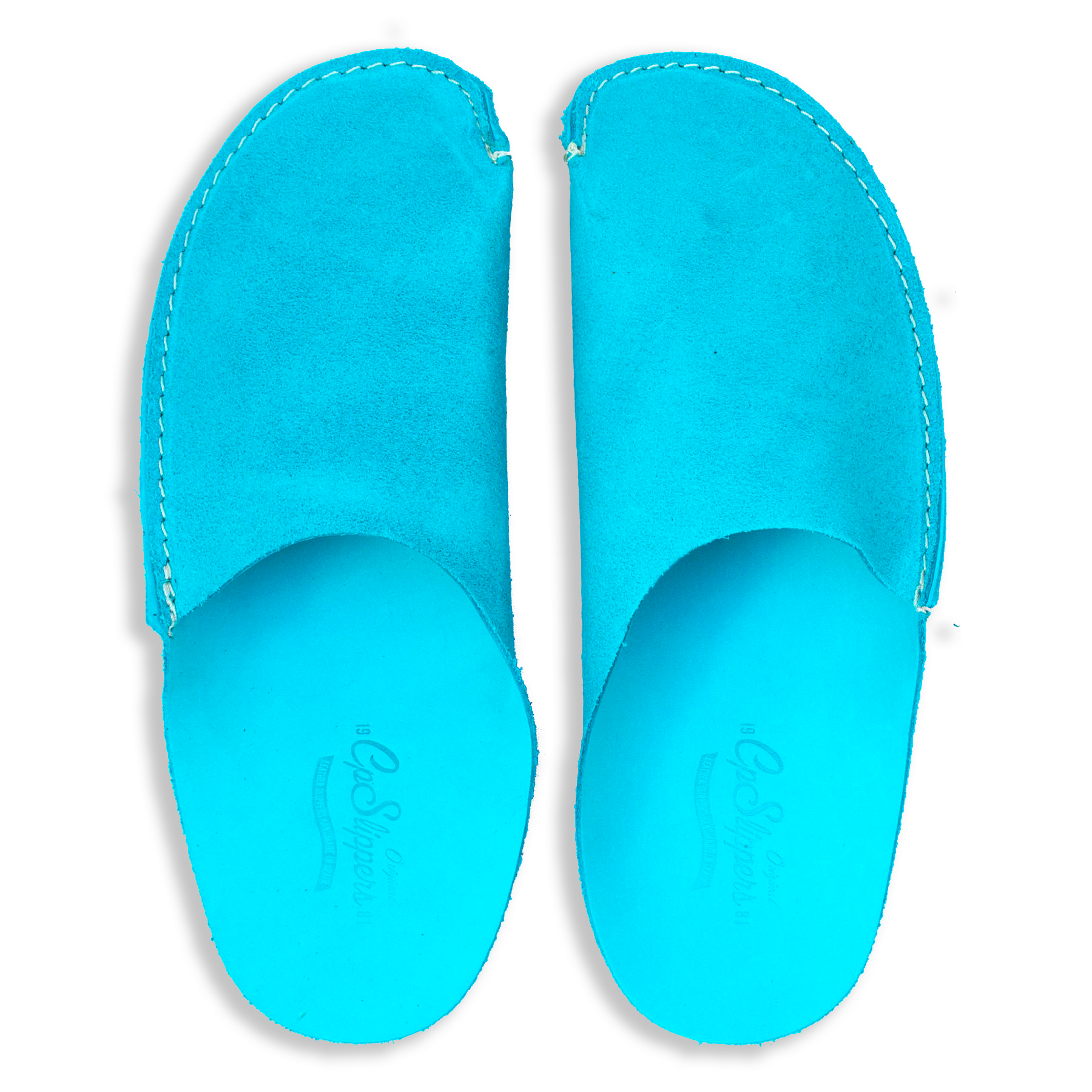 Turquoise leather home shoes CP Slippers