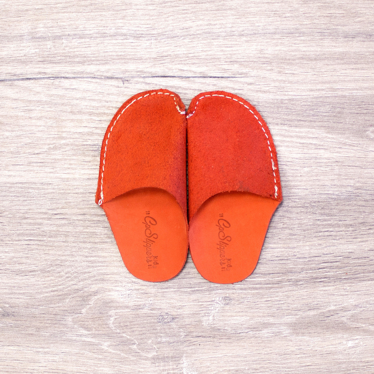 Orange Leather Kids Slipper - CP Slippers