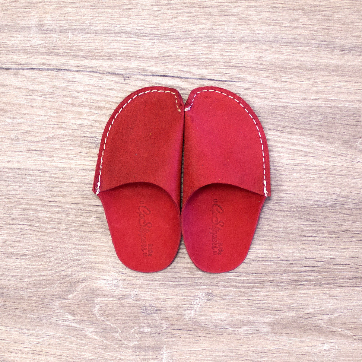 Red Leather Kids Slipper - CP Slippers