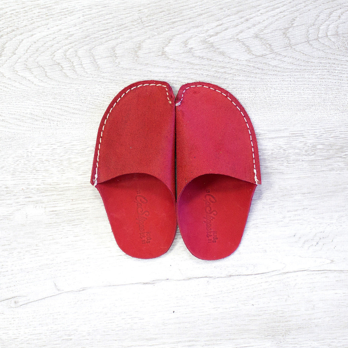 Red Leather Kids Slipper - CP Slippers