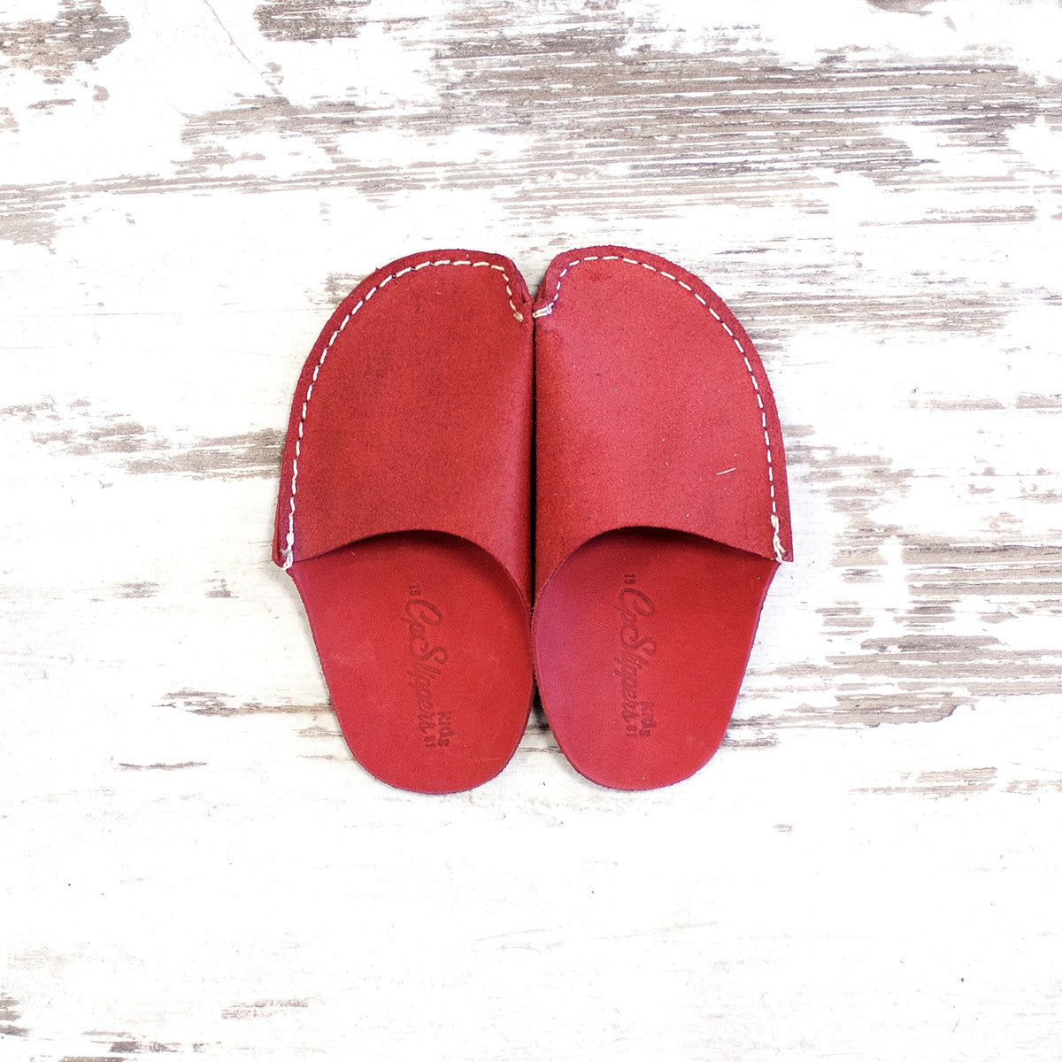 Red Leather Kids Slipper - CP Slippers