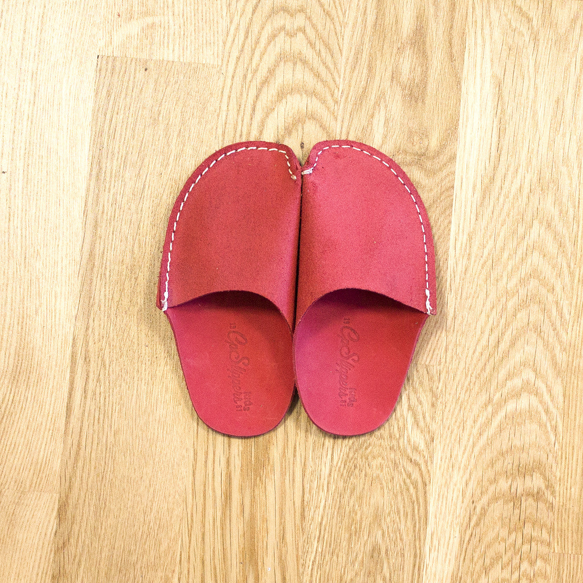 Red Leather Kids Slipper - CP Slippers