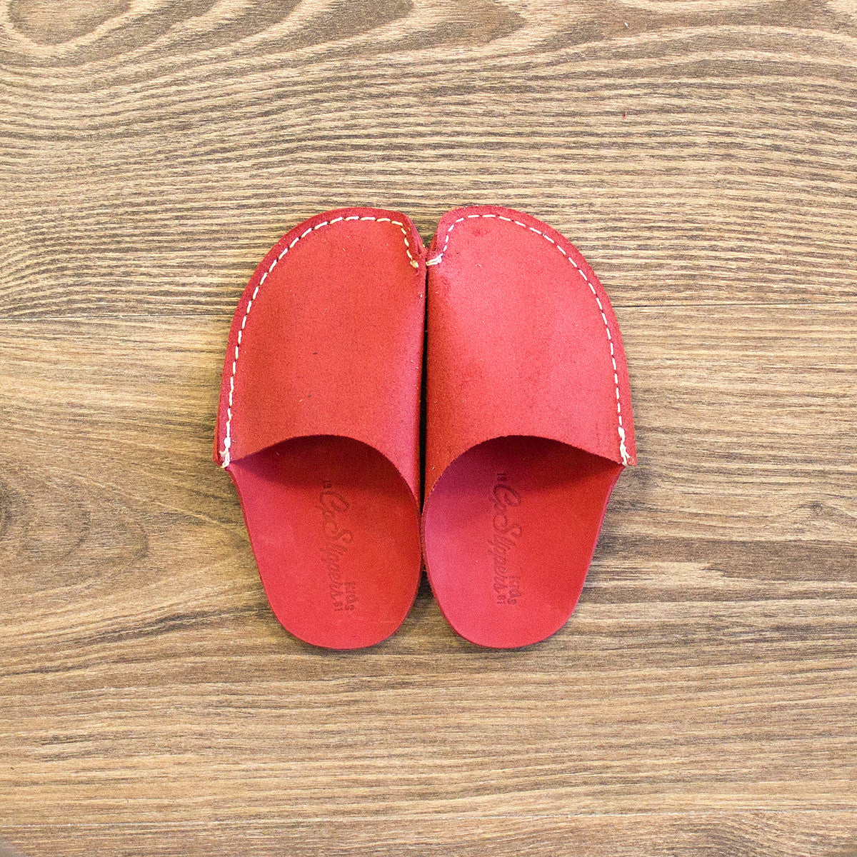 Red Leather Kids Slipper - CP Slippers