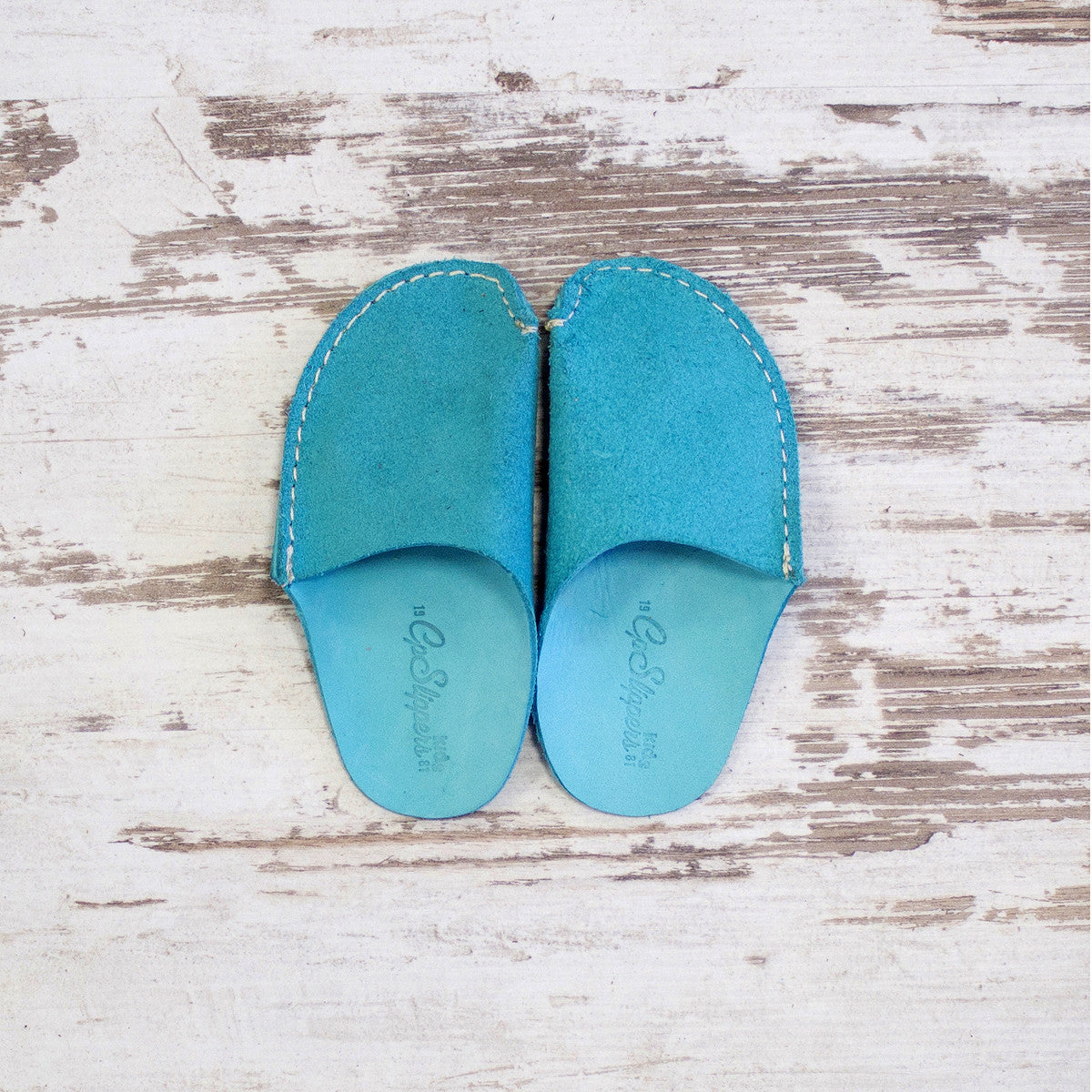 Turquoise Leather Kids Slipper - CP Slippers