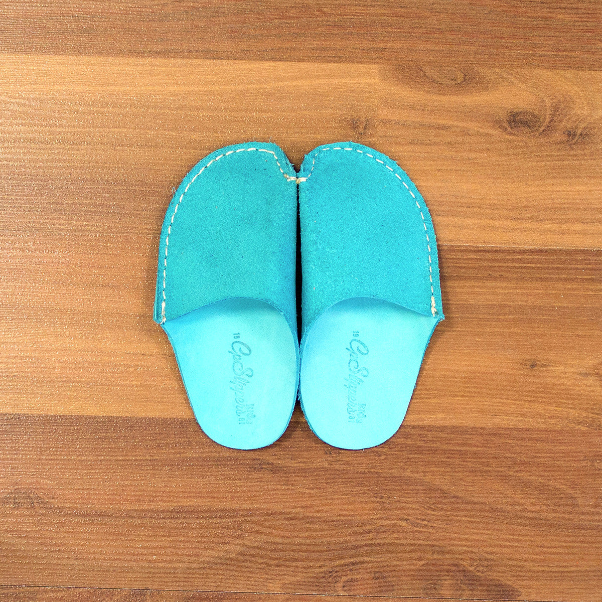 Turquoise Leather Kids Slipper - CP Slippers