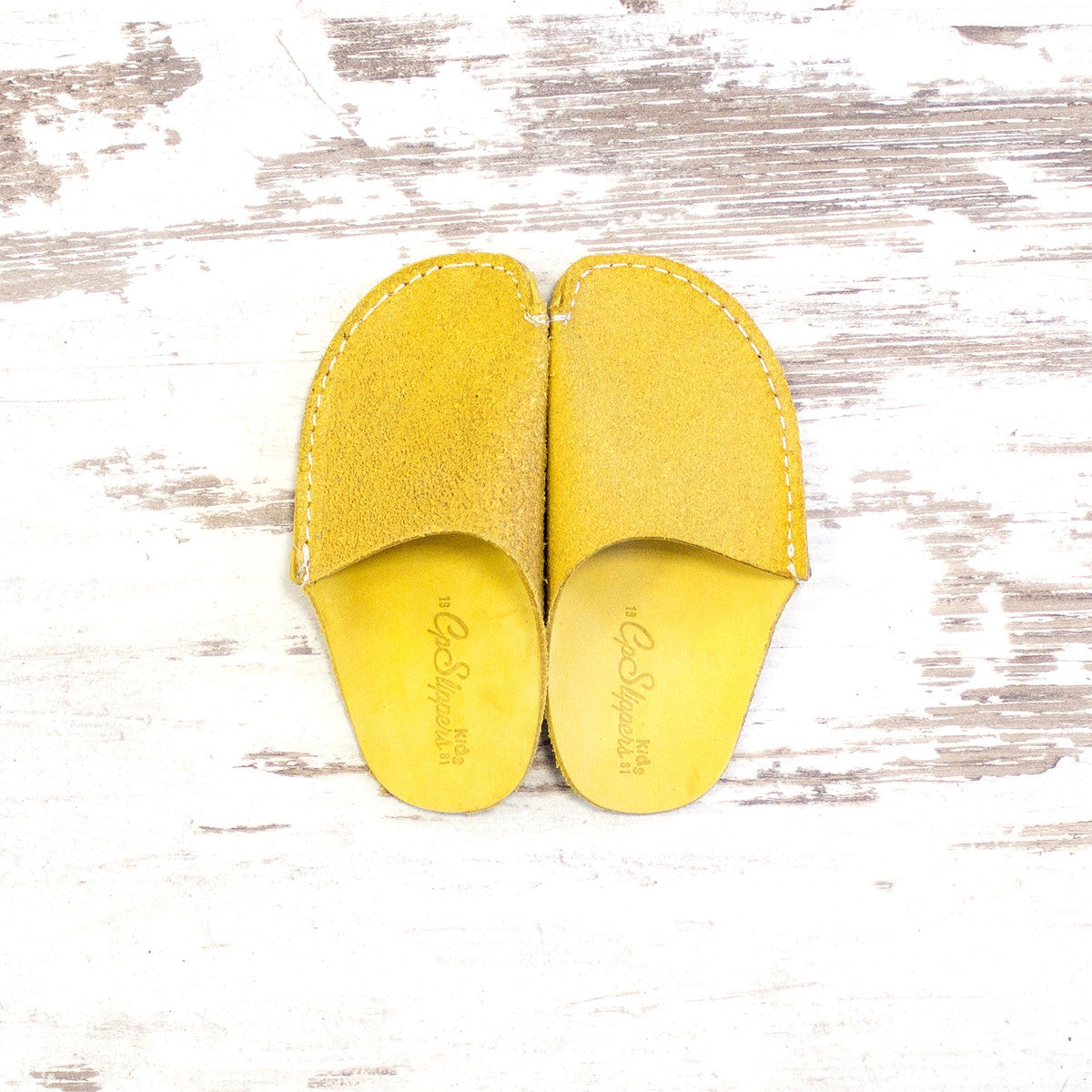 Yellow Leather Kids Slipper - CP Slippers